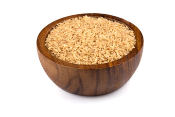 Rice in wooden bowl
