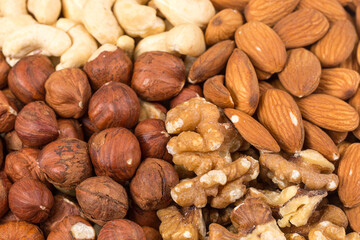 Set of nuts in basket