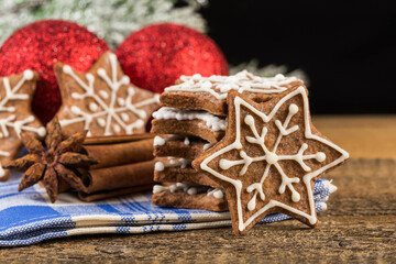 Christmas decoration with gingerbread cookies