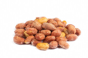 Peanuts on the white background