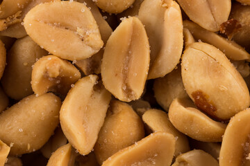 large amount of peeled salted peanuts