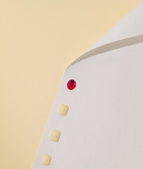 Creative layout plastic buttons on a white background. Minimalist fashion concept. Copy space