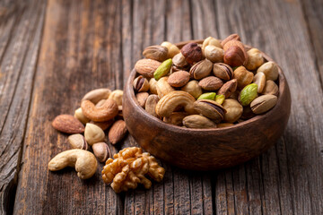 Mixed nuts on a white background