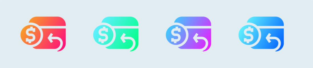Cashback solid icon in gradient colors. Refund signs vector illustration.