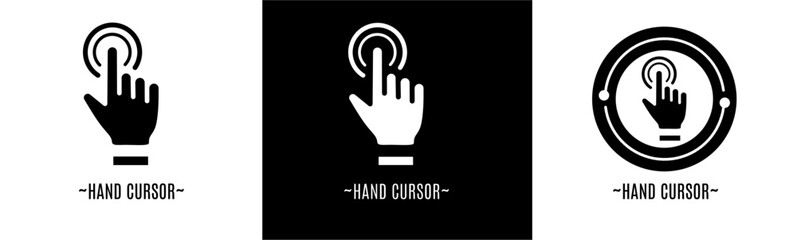 Hand cursor logo set. Collection of black and white logos. Stock vector.