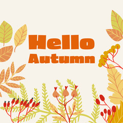 Fototapeta na wymiar Vector background in autumn thematics. Design is good for cover design templates, banners, posters, social media stories, wallpapers, postcards.