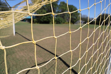 Soccer goal net in the field