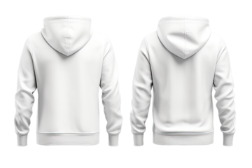 3D illustration of a zipper-front hooded sweatshirt mockup featuring front, side, and back views in a blank design.