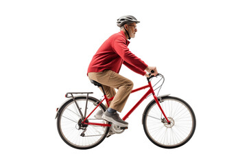 Obraz premium man riding a bike isolated on white
