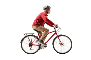 Tuinposter man riding a bike isolated on white © Lucas