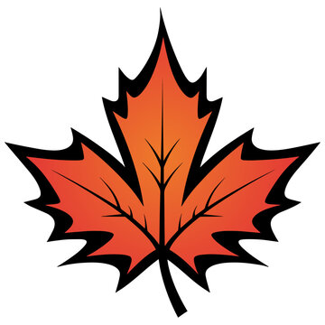 Black, red and orange maple leaf vector illustration