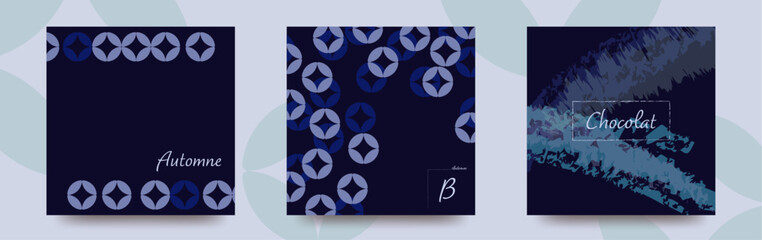 不規則に並べられた七宝文様　こすったようなペイントのデザインカード　背景　壁紙