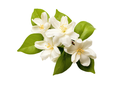 The jasmine flower is alone on a white background with a clip path, serving as a representation of Mother's Day in Thailand.