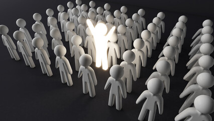 Obraz premium Searching for people who work for the company to stand out from the crowd, better than others, 3d rendering.