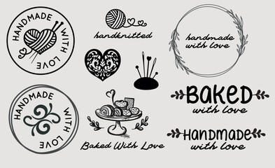 Beauitful collection, bundle of hand made products - typogrphy for tags and stickers vector set