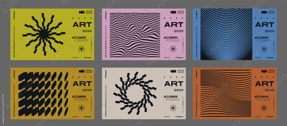 Aufkleber brutalism abstract geometric background. modern bauhaus pattern. geometrical artwork. vector shape.