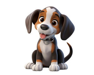 Adorable 3D Beagle: Cute Pet Dog Transparent Background Generative Ai