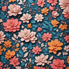 seamless pattern with flowers Background Texture (AI Generative)
