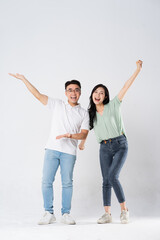 Obraz premium a couple posing on a white background