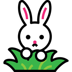 Fototapeta premium rabbit cartoon filled outline for decoration, website, web, presentation, printing, banner, logo, poster design, etc.