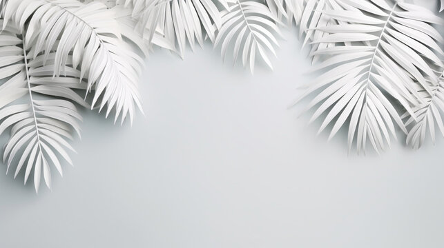Tropical frame with palm leaves Design on background, Copy space, Summer background © AlexCaelus