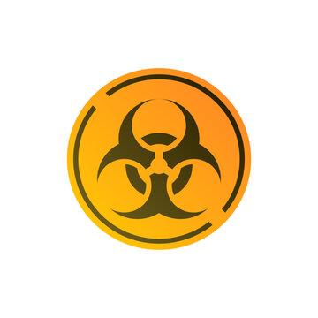 Biohazard Sign on yellow orange circular board in trendy colorful icon vector illustration. Top choice editable graphics resources for many purposes.