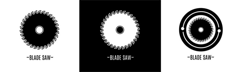 Blade saw logo set. Collection of black and white logos. Stock vector. - obrazy, fototapety, plakaty