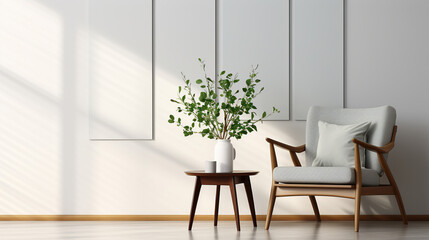 Elegant Relaxation, Table Setting with Eucalyptus, Magazine, and Light-Toned Wall. Generative AI