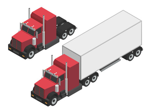 isometric heavy truck vector 