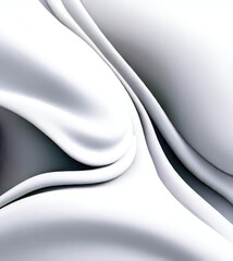 White and grey metallic colored wavy curvy lines background. Ai generated art.