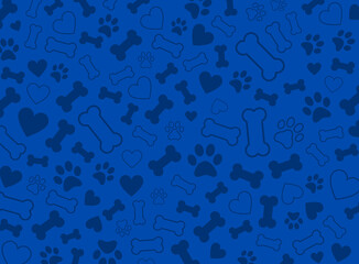 Dog Bone Print Pattern Over A Blue Background