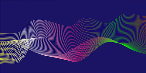 Modern Abstract blue blend wave lines and technology background. Modern blue flowing wave lines and glowing moving lines. Futuristic technology and sound wave lines background.