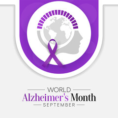 Alzheimer's Month is observed every year in September,  it is a progressive disease, where dementia symptoms gradually worsen over a number of years. Vector illustration