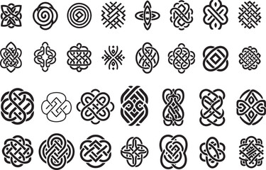 Set of Ancient Celtic Knotwork patterns and symbols vector