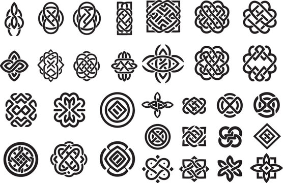 Set of Ancient Celtic Knotwork patterns and symbols vector