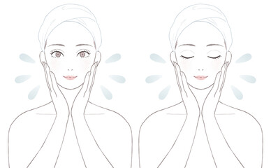 スキンケアをする女性