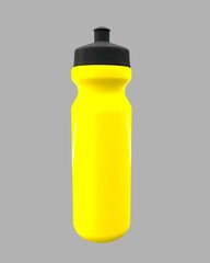 Sport water bottle. Isolated plastic fitness bottle template. Summer travel. Bike flask blank mockup, reusable container design, adventure equipment. 