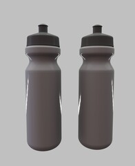 Sport water bottle. Isolated plastic fitness bottle template. Summer travel. Bike flask blank mockup, reusable container design, adventure equipment. 