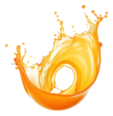 Rolgordijnen Orange juice splash isolated. © Pro Hi-Res
