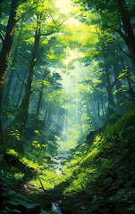 Obraz premium Primitive forest background,created with generative ai tecnology.