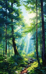 Obraz premium Primitive forest background,created with generative ai tecnology.