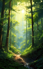 Obraz premium Primitive forest background,created with generative ai tecnology.