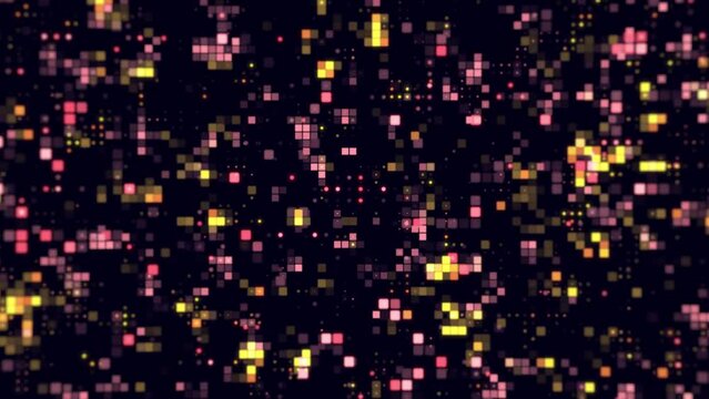 Seamless yellow red  halftone motion background. Gradient dot backdrop and halftone dotted animation. Comic background, abstract, pixel, screensaver. 4k video
