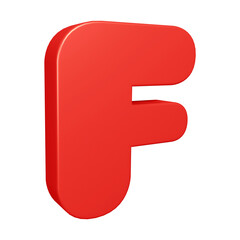 3D red alphabet letter f for education and text concept