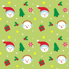 Christmas snowman seamless pattern background