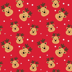 Christmas reindeer seamless pattern background