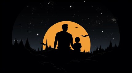 Fathers Day concept with father and his child. AI generative.