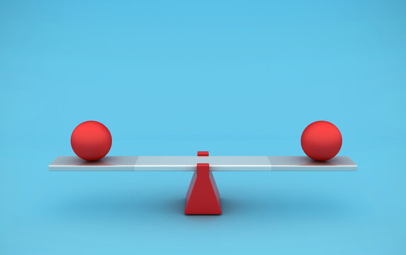 Spheres Balancing on a Seesaw - High Quality 3D Rendering