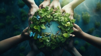 World environment day with global community. AI generative.