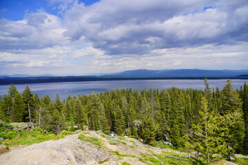 Aerial view of Jenny lake at Grand Teton National Park